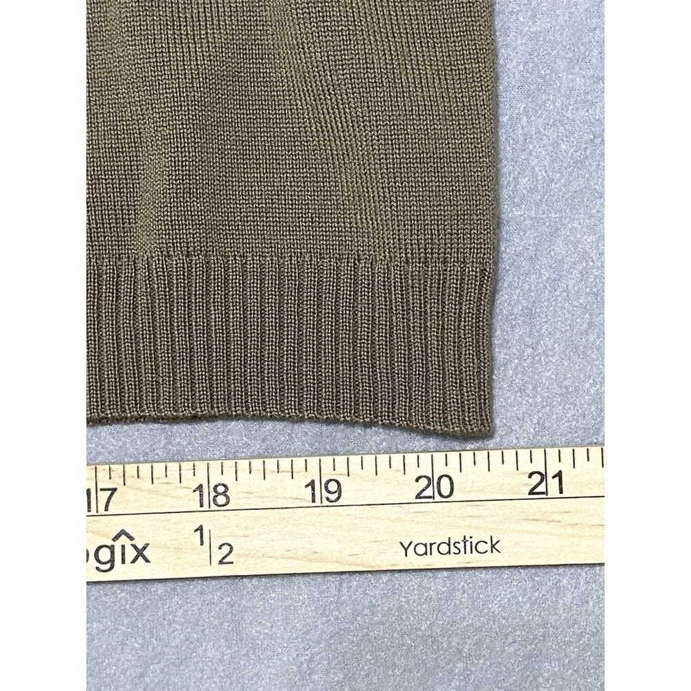 Banana Republic Mens L V-Neck Sweater Olive Brown Extra Fine Italian Merino Wool